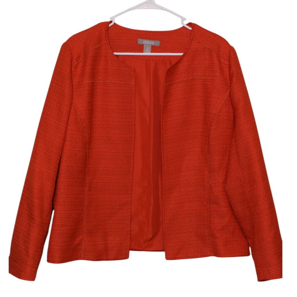 Chico's Burnt Orange Blazer Jacket Business Casual Career Professional Office 12